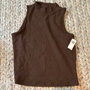 Old Navy Brown Sleeveless Top with Mandarin Collar
